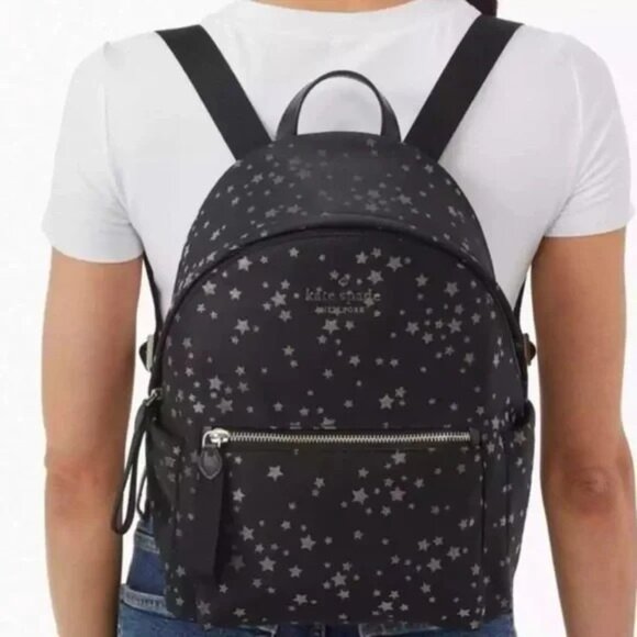 Kate Spade Black Chelsea The Little Better Scattered Stars Medium Backpack - Picture 1 of 9